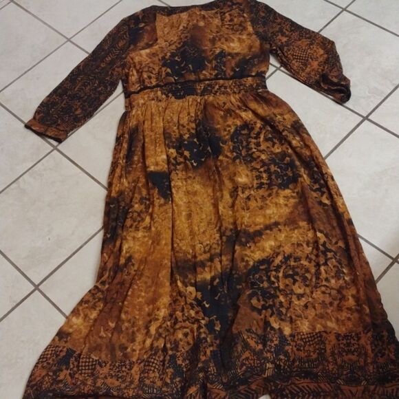 Soft Surroundings Venetian Midi Dress orange black zip top 3/4 sleeve fall 12 - Picture 12 of 12